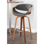 Tabouret de bar pivotant 76 cm avec pieds en bois courbé, crème/gris/anthracite/bleu, lot de 2