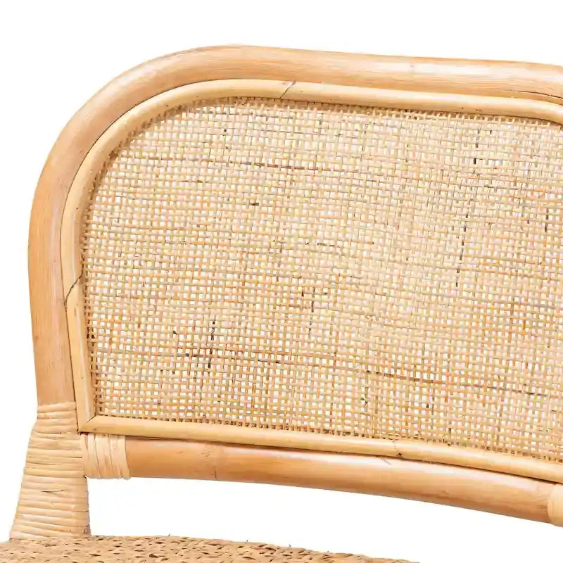 Tabouret de bar/comptoir en rotin marron naturel – Style bohème, 1 place