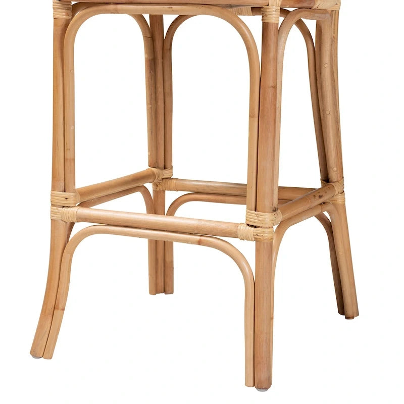 Tabouret de bar/comptoir en rotin marron naturel – Style bohème, 1 place