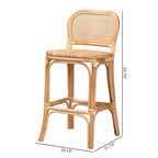 Tabouret de bar/comptoir en rotin marron naturel – Style bohème, 1 place