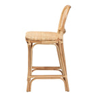 Tabouret de bar/comptoir en rotin marron naturel – Style bohème, 1 place