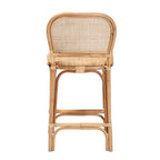 Tabouret de bar/comptoir en rotin marron naturel – Style bohème, 1 place