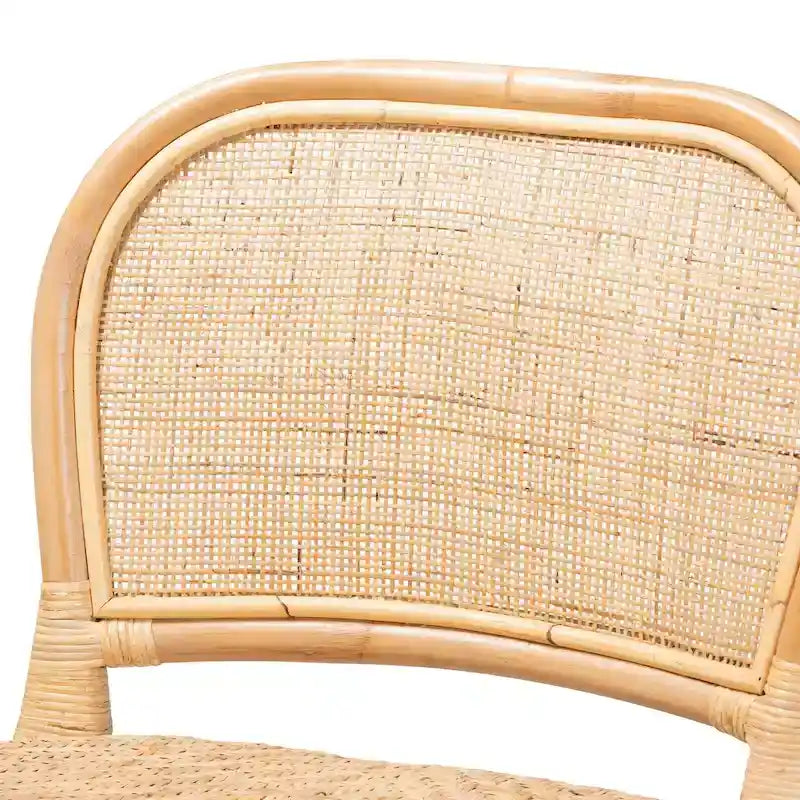 Tabouret de bar/comptoir en rotin marron naturel – Style bohème, 1 place