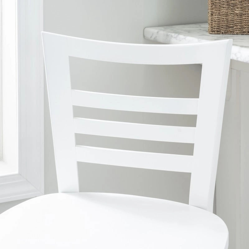Tabouret de bar à dossier échelle marron/blanc, lot de 2