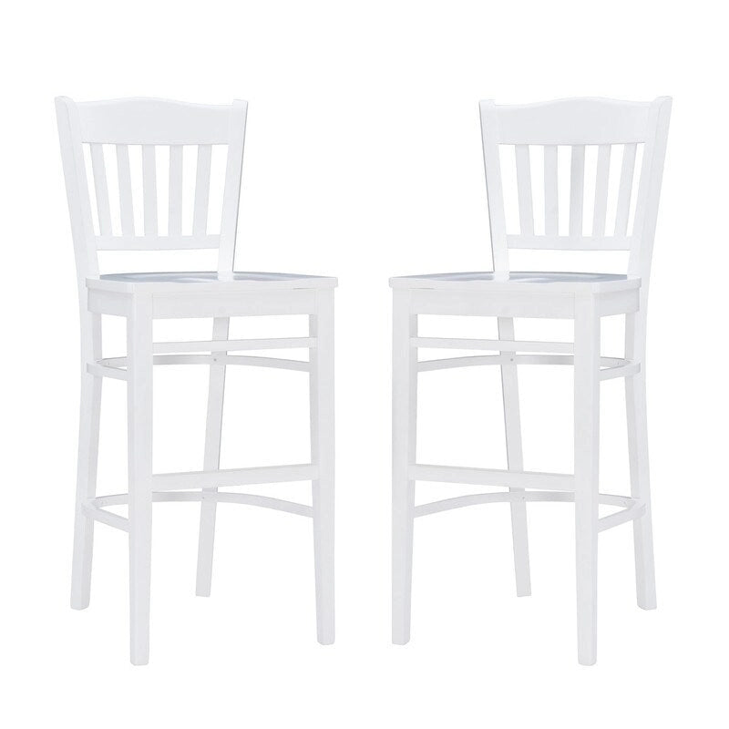 Tabouret de bar à dossier échelle marron/blanc, lot de 2