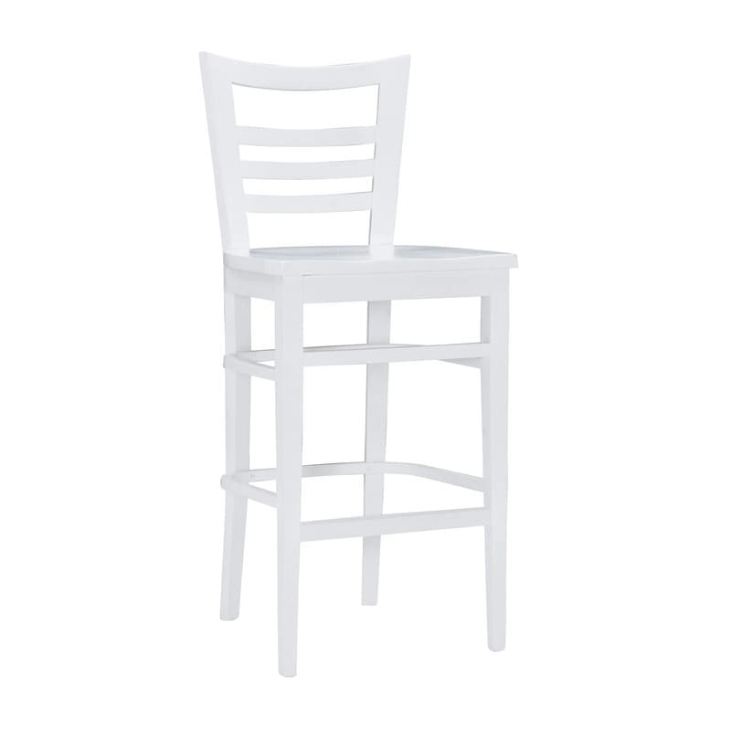 Tabouret de bar à dossier échelle marron/blanc, lot de 2