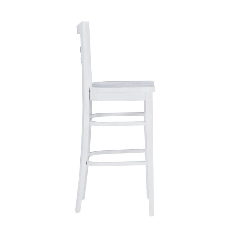 Tabouret de bar à dossier échelle marron/blanc, lot de 2