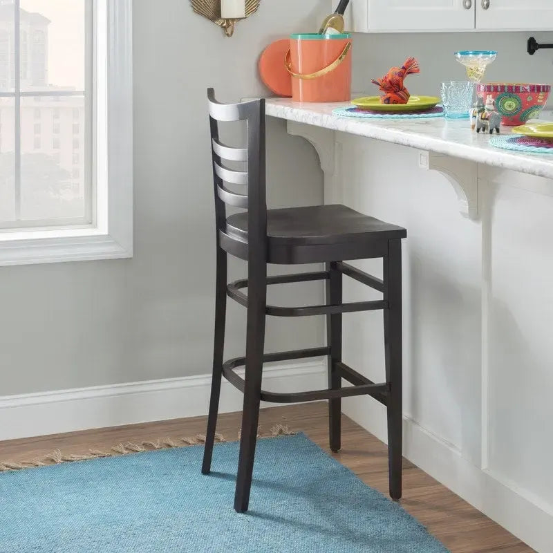 Tabouret de bar à dossier échelle marron/blanc, lot de 2