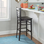 Tabouret de bar à dossier échelle marron/blanc, lot de 2