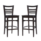 Tabouret de bar à dossier échelle marron/blanc, lot de 2