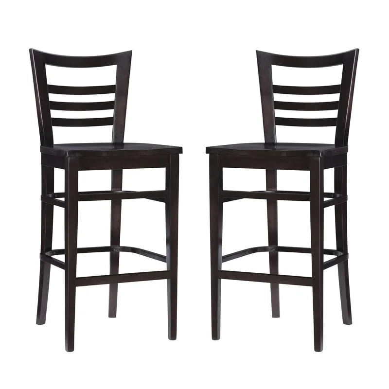 Tabouret de bar à dossier échelle marron/blanc, lot de 2