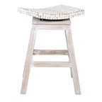 Tabouret de comptoir de selle blanc / noir naturel, base en bois de manguier, 1 place