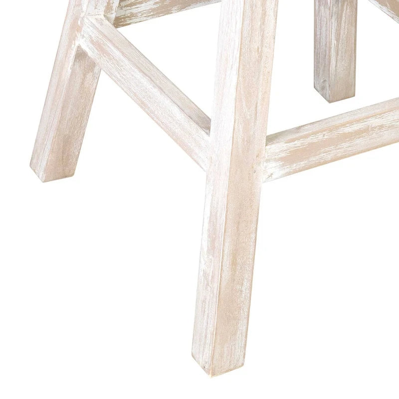Tabouret de comptoir de selle blanc / noir naturel, base en bois de manguier, 1 place
