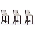 Tabouret de bar avec dossier en noyer, lot de 3 – Blanc nacré / Bronze / Crème / Gris