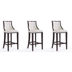 Tabouret de bar avec dossier en noyer, lot de 3 – Blanc nacré / Bronze / Crème / Gris