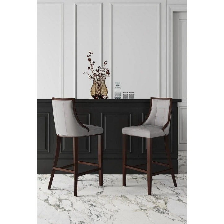 Tabouret de bar avec dossier en noyer, lot de 3 – Blanc nacré / Bronze / Crème / Gris