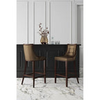 Tabouret de bar avec dossier en noyer, lot de 3 – Blanc nacré / Bronze / Crème / Gris