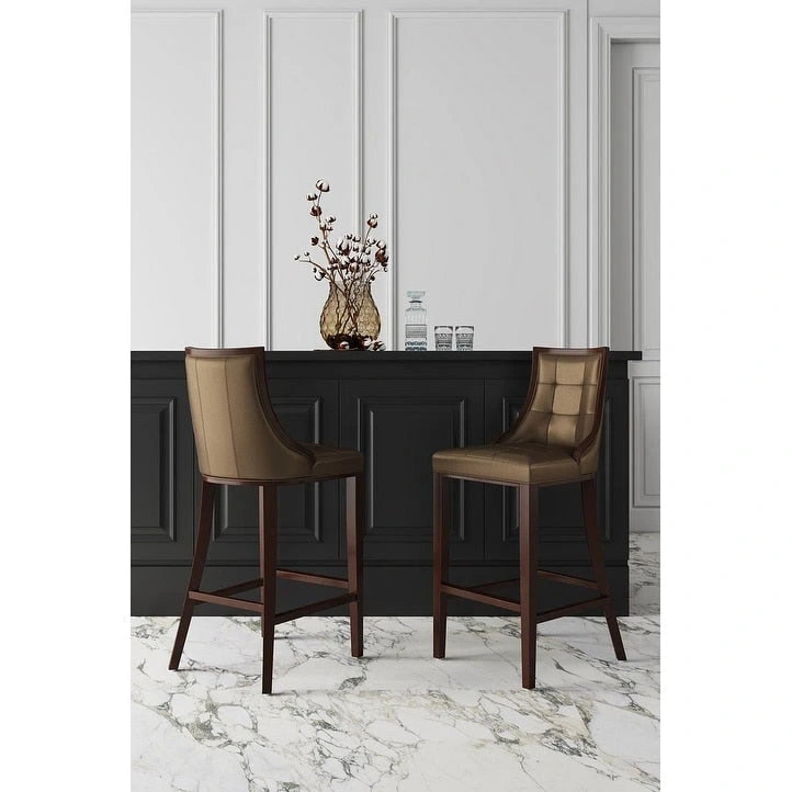 Tabouret de bar avec dossier en noyer, lot de 3 – Blanc nacré / Bronze / Crème / Gris