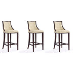 Tabouret de bar avec dossier en noyer, lot de 3 – Blanc nacré / Bronze / Crème / Gris