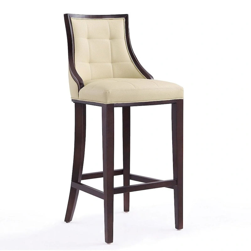 Tabouret de bar avec dossier en noyer, lot de 3 – Blanc nacré / Bronze / Crème / Gris
