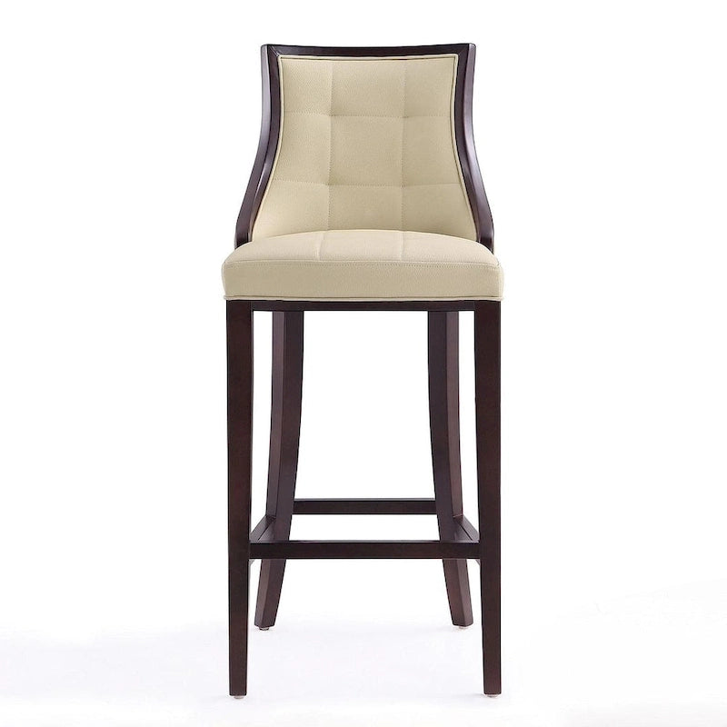 Tabouret de bar avec dossier en noyer, lot de 3 – Blanc nacré / Bronze / Crème / Gris