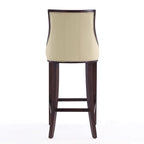 Tabouret de bar avec dossier en noyer, lot de 3 – Blanc nacré / Bronze / Crème / Gris