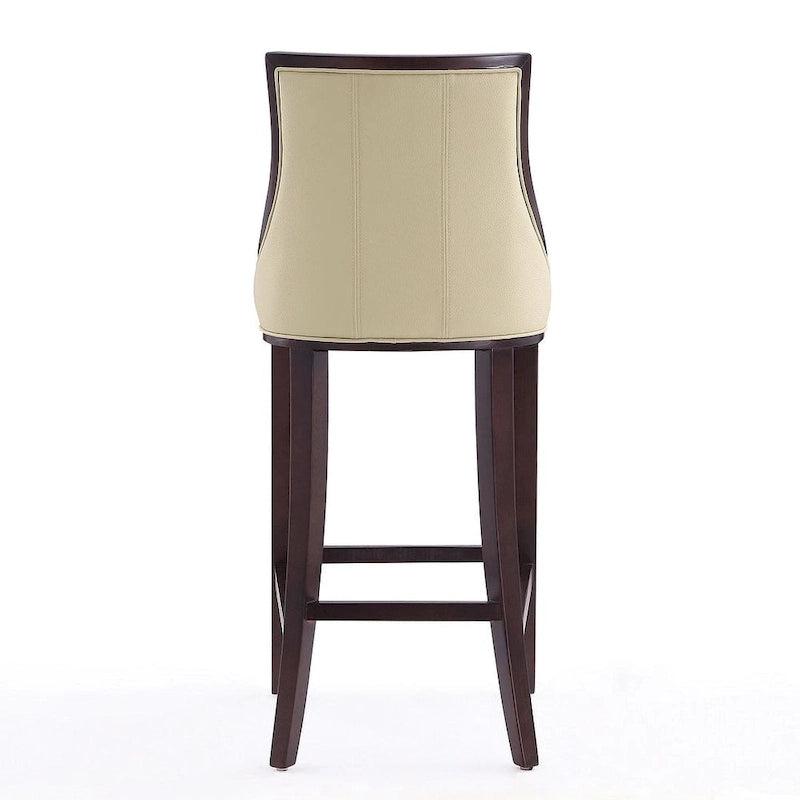 Tabouret de bar avec dossier en noyer, lot de 3 – Blanc nacré / Bronze / Crème / Gris