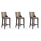 Tabouret de bar avec dossier en noyer, lot de 3 – Blanc nacré / Bronze / Crème / Gris