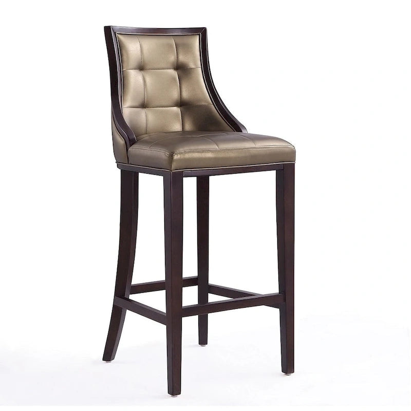 Tabouret de bar avec dossier en noyer, lot de 3 – Blanc nacré / Bronze / Crème / Gris