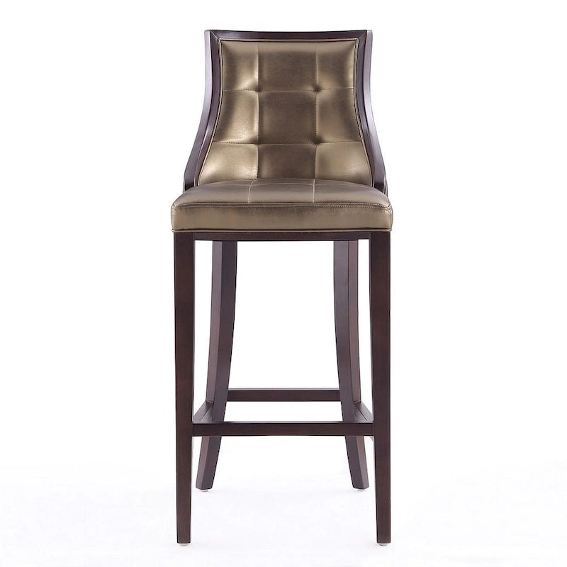 Tabouret de bar avec dossier en noyer, lot de 3 – Blanc nacré / Bronze / Crème / Gris