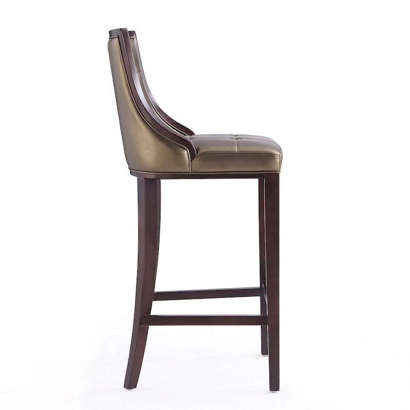 Tabouret de bar avec dossier en noyer, lot de 3 – Blanc nacré / Bronze / Crème / Gris
