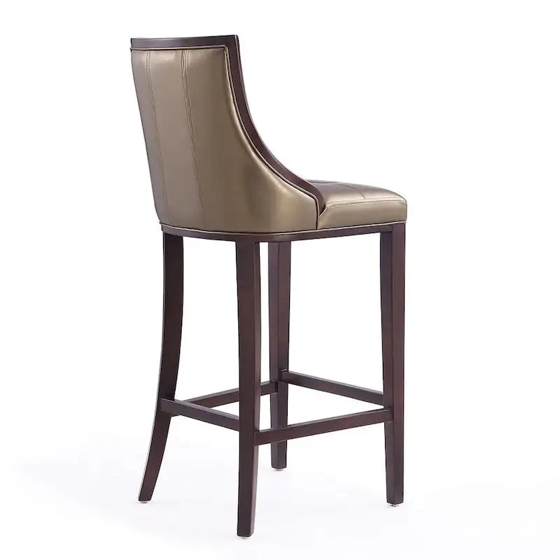 Tabouret de bar avec dossier en noyer, lot de 3 – Blanc nacré / Bronze / Crème / Gris
