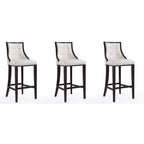 Tabouret de bar avec dossier en noyer, lot de 3 – Blanc nacré / Bronze / Crème / Gris