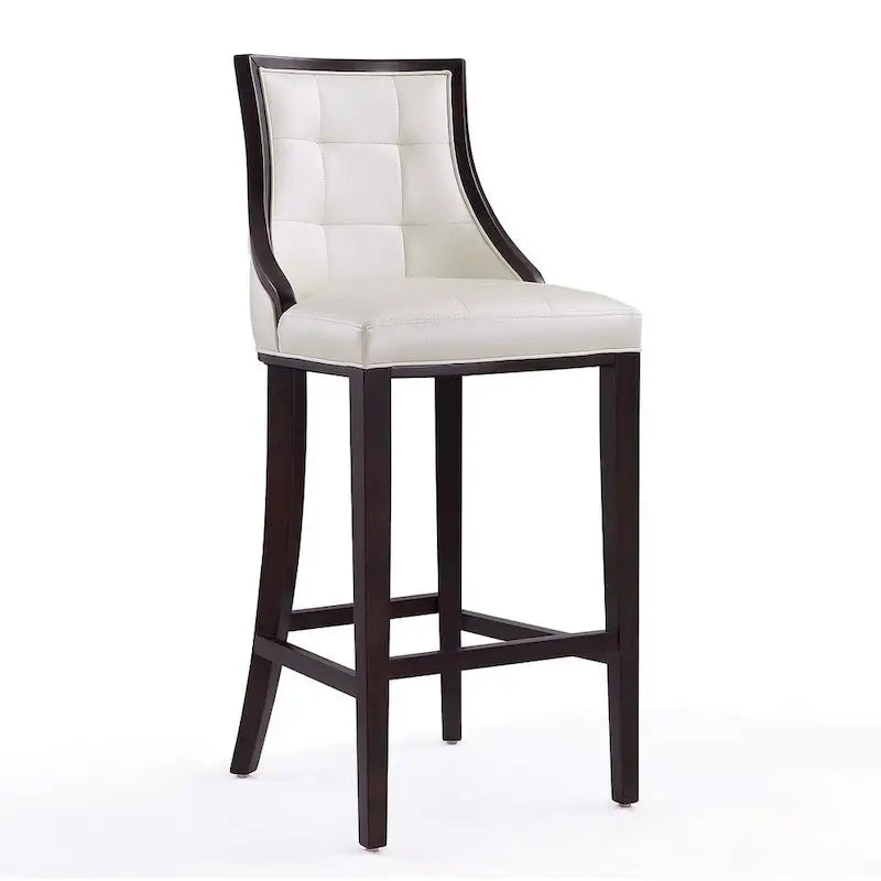 Tabouret de bar avec dossier en noyer, lot de 3 – Blanc nacré / Bronze / Crème / Gris