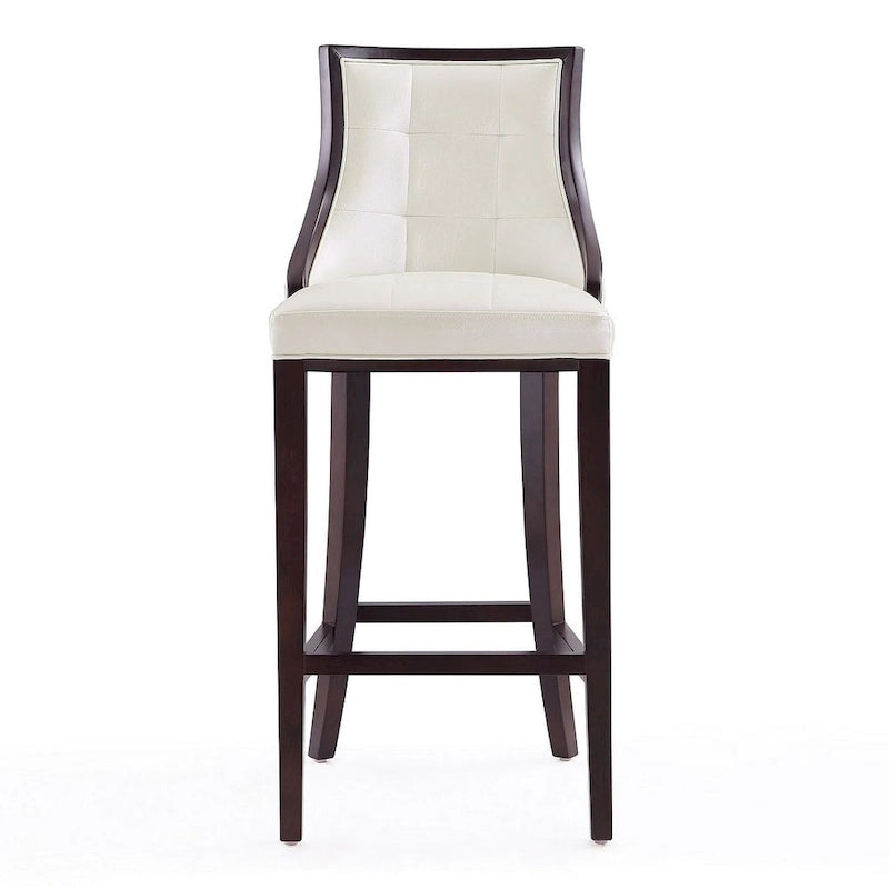 Tabouret de bar avec dossier en noyer, lot de 3 – Blanc nacré / Bronze / Crème / Gris