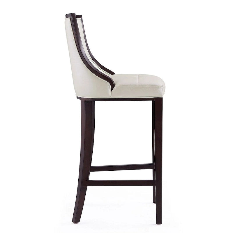 Tabouret de bar avec dossier en noyer, lot de 3 – Blanc nacré / Bronze / Crème / Gris