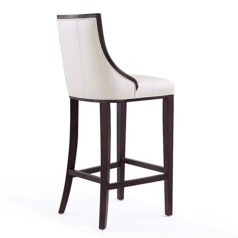 Tabouret de bar avec dossier en noyer, lot de 3 – Blanc nacré / Bronze / Crème / Gris