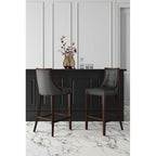 Tabouret de bar avec dossier en noyer, lot de 3 – Blanc nacré / Bronze / Crème / Gris