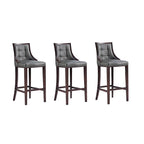 Tabouret de bar avec dossier en noyer, lot de 3 – Blanc nacré / Bronze / Crème / Gris