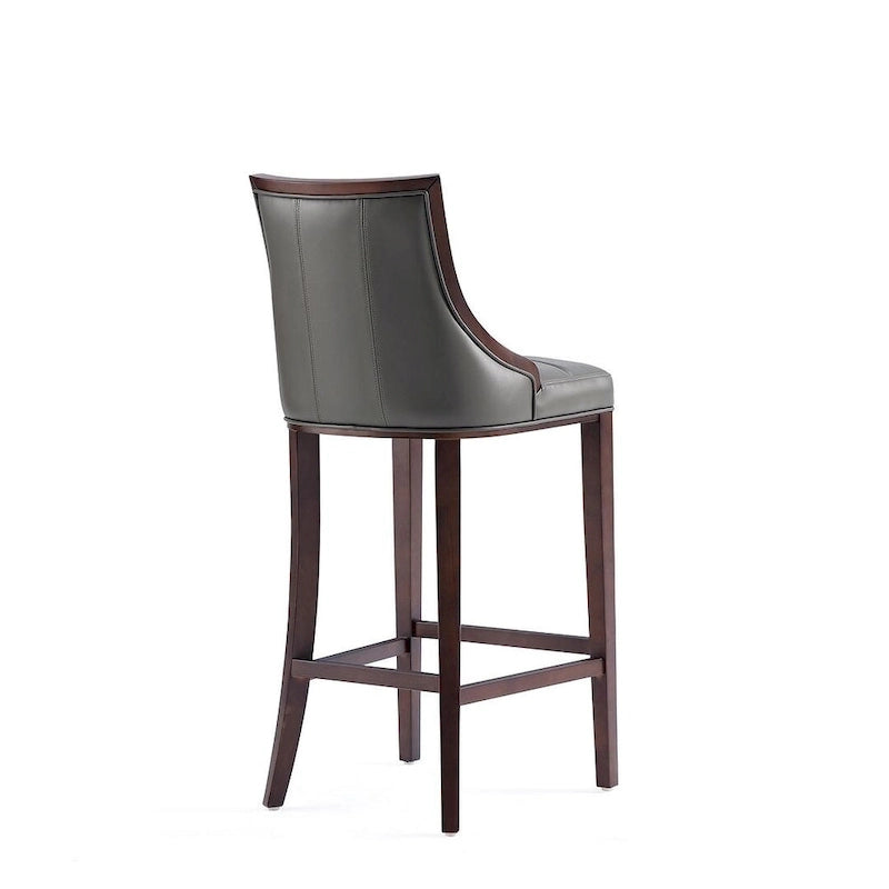 Tabouret de bar avec dossier en noyer, lot de 3 – Blanc nacré / Bronze / Crème / Gris