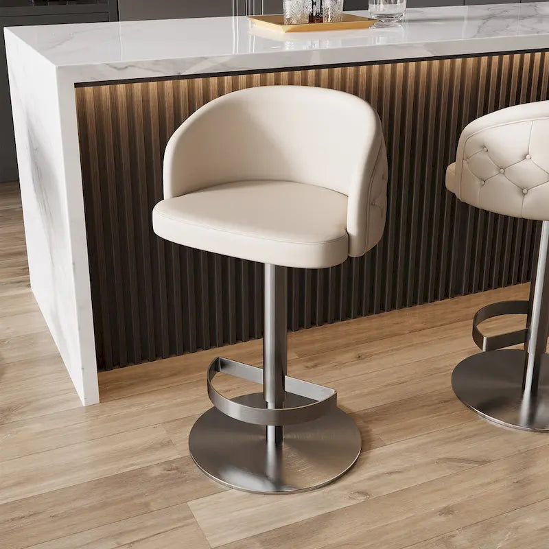 Tabouret de bar en PU kaki, pivotant et réglable en hauteur, siège unique — Or/Noir