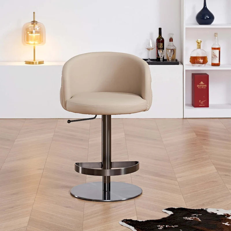 Tabouret de bar en PU kaki, pivotant et réglable en hauteur, siège unique — Or/Noir