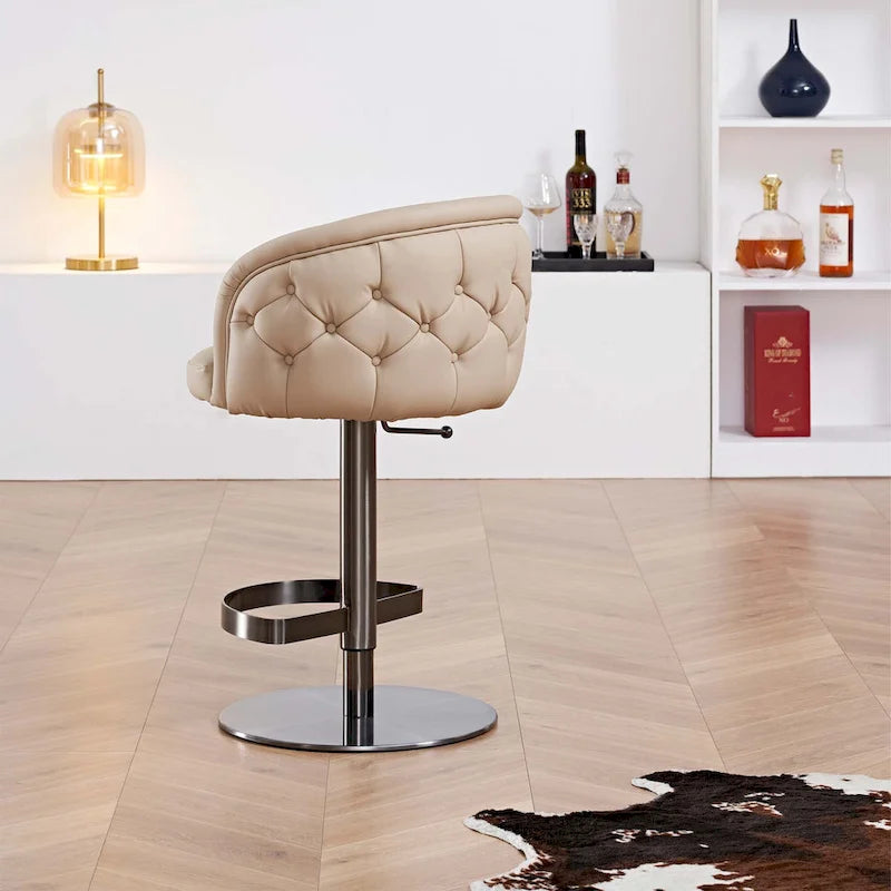 Tabouret de bar en PU kaki, pivotant et réglable en hauteur, siège unique — Or/Noir
