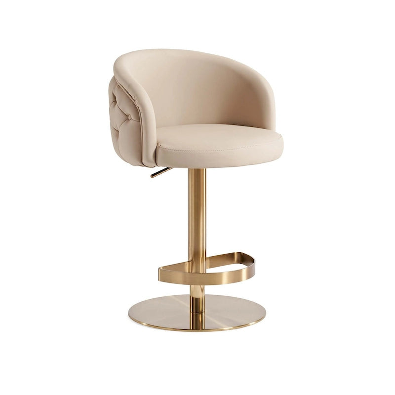 Tabouret de bar en PU kaki, pivotant et réglable en hauteur, siège unique — Or/Noir