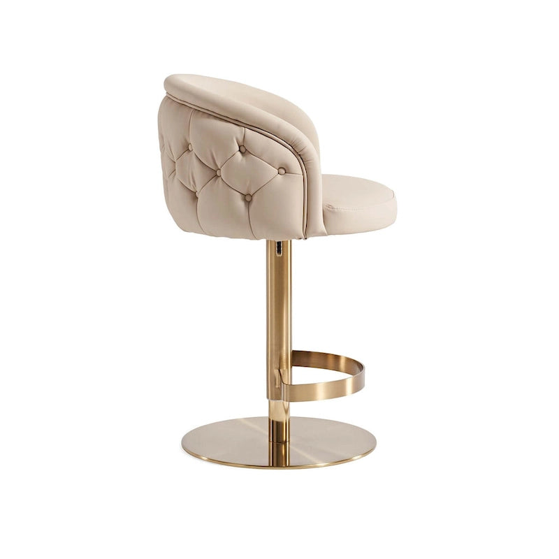 Tabouret de bar en PU kaki, pivotant et réglable en hauteur, siège unique — Or/Noir