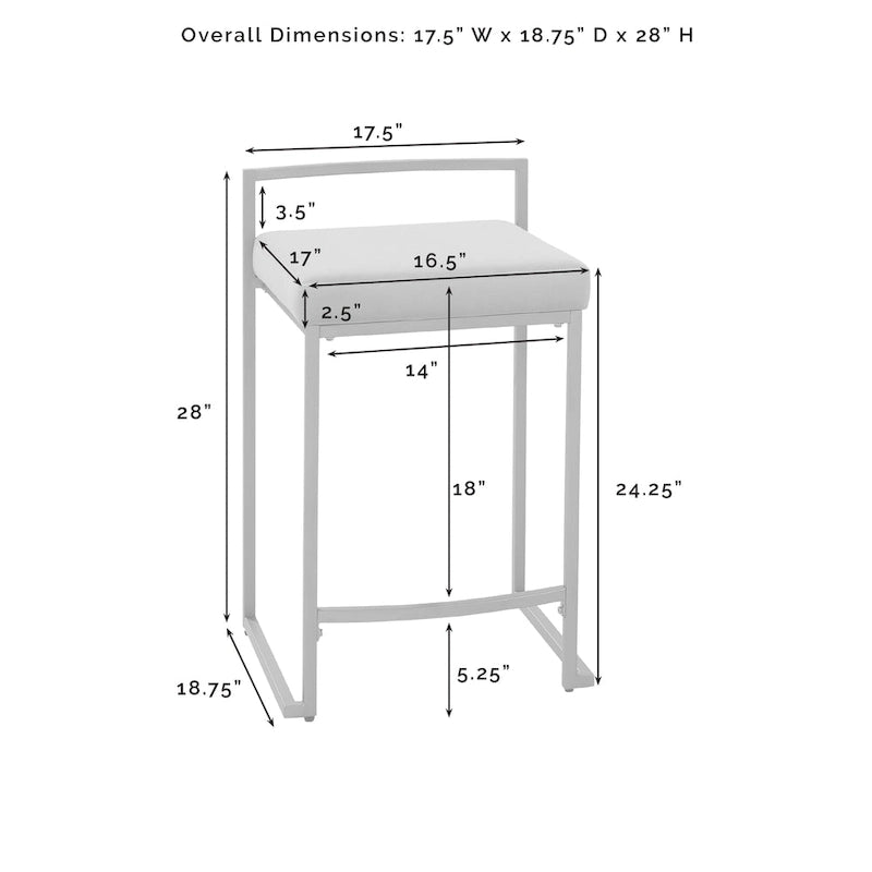 Tabouret de comptoir en velours crème et gris, lot de 2 — Piètement luge moderne, 2 places
