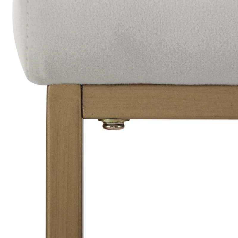 Tabouret de comptoir en velours crème et gris, lot de 2 — Piètement luge moderne, 2 places
