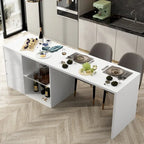 Îlot de cuisine blanc double face avec rangement, pour 6 à 8 personnes, 210 cm