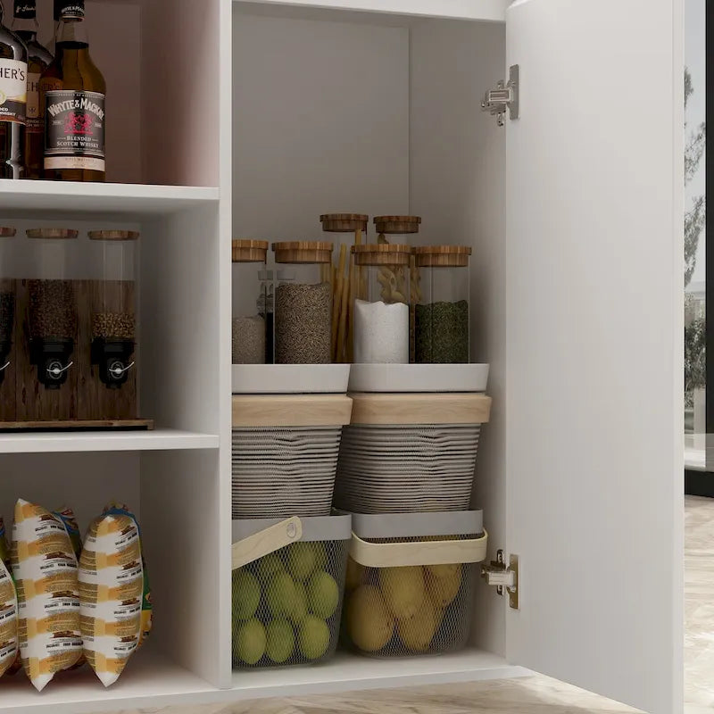 Îlot de cuisine blanc double face avec rangement, pour 6 à 8 personnes, 210 cm