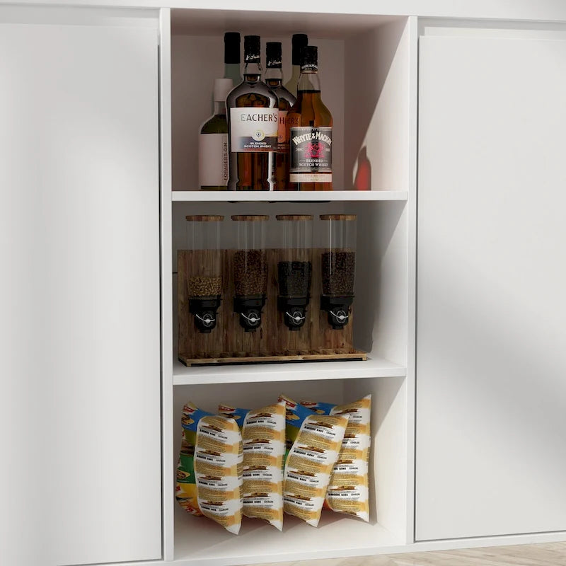 Îlot de cuisine blanc double face avec rangement, pour 6 à 8 personnes, 210 cm